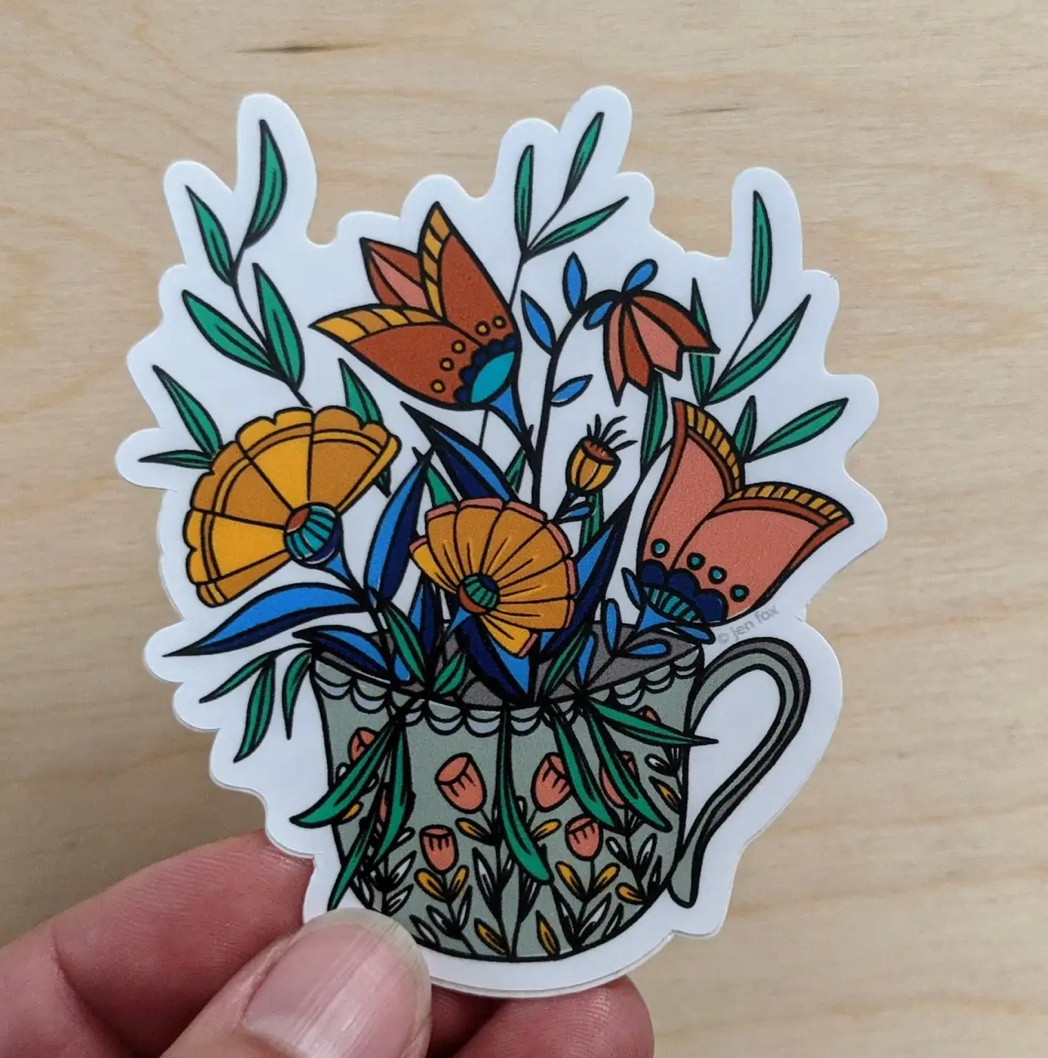 Floral Teacup Sticker