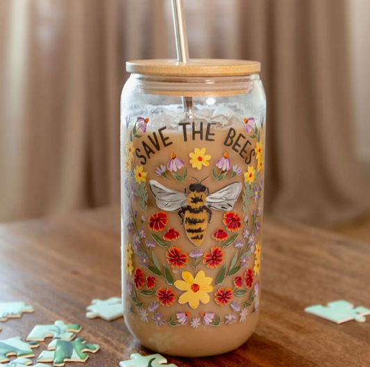 Save the Bees Can Glass
