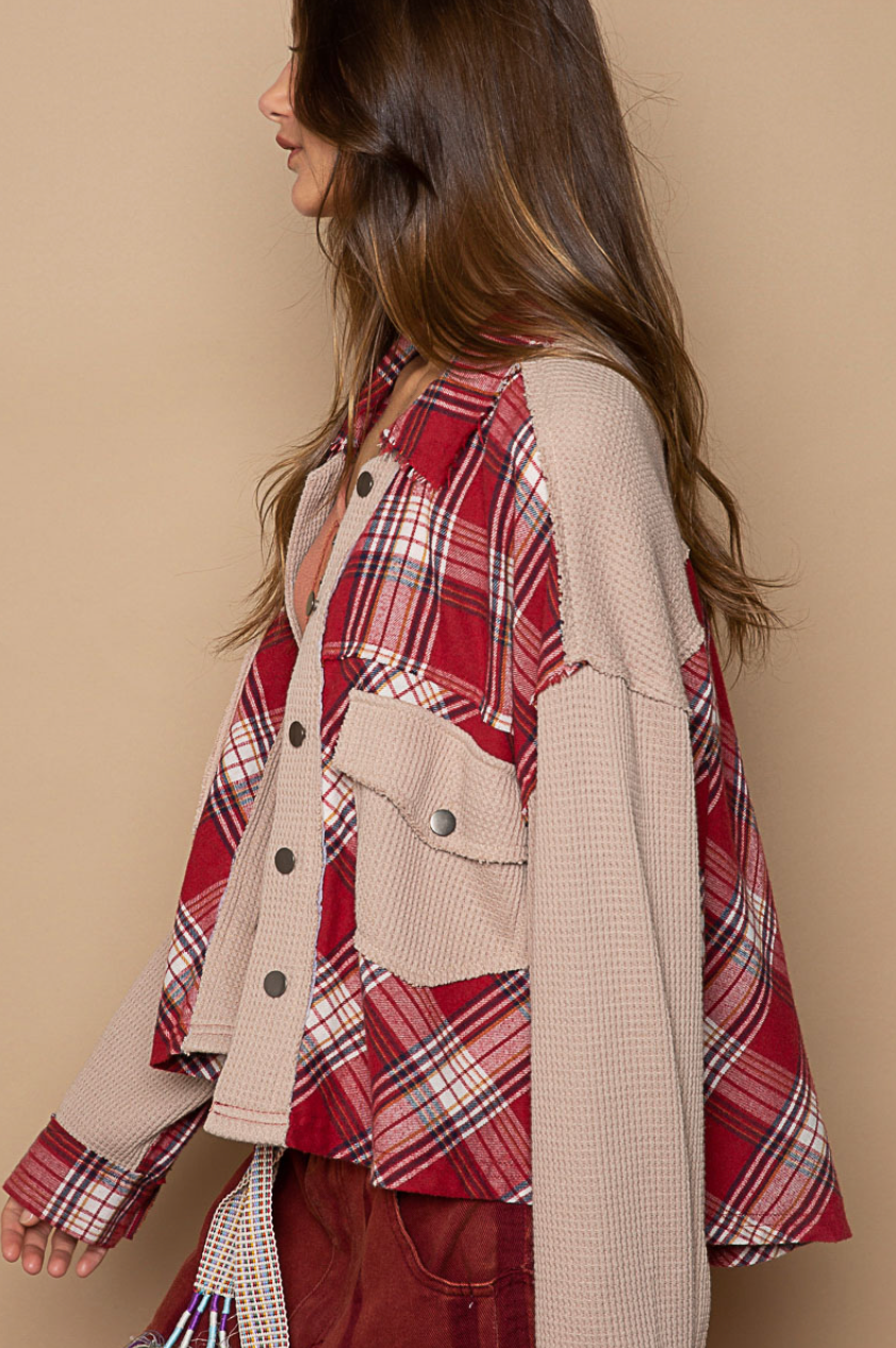 Crimson Plaid Top