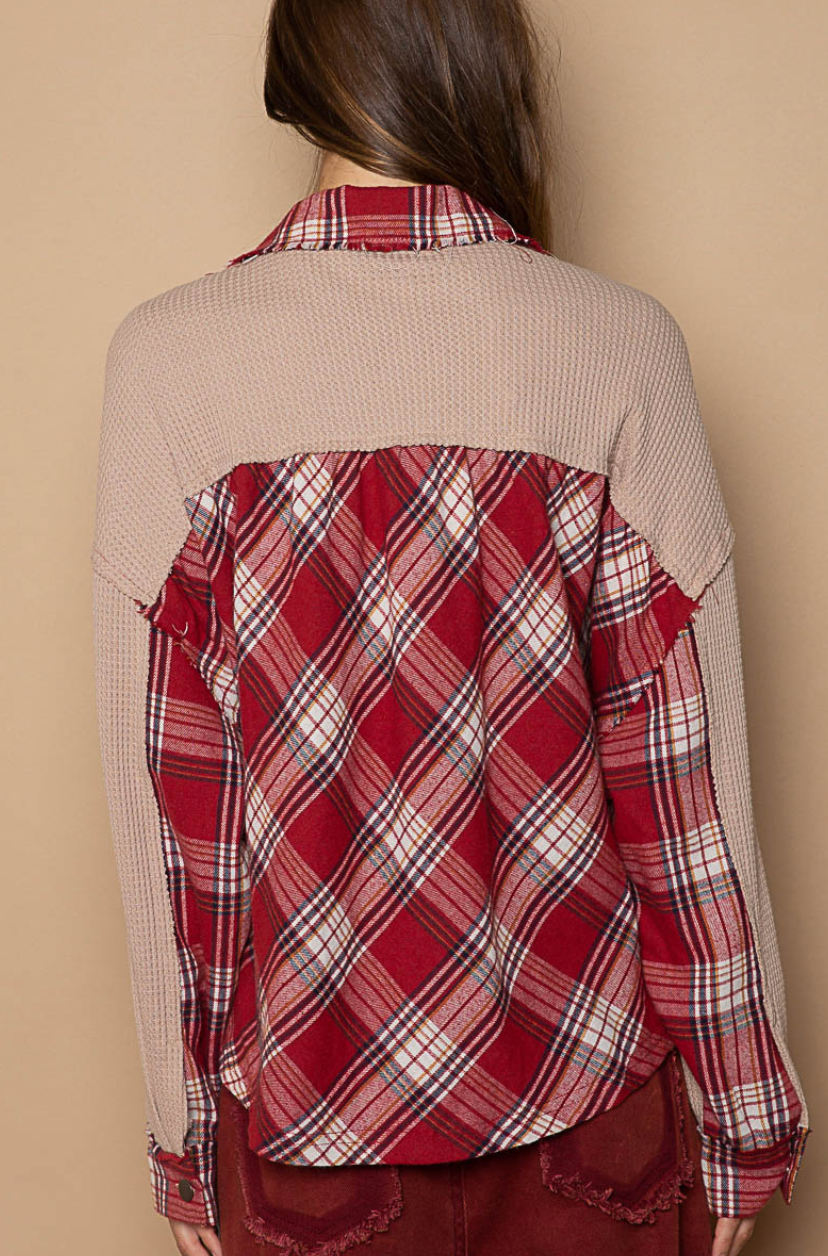 Crimson Plaid Top