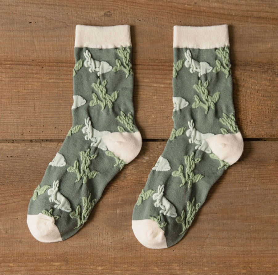 Vintage Floral Sage Socks