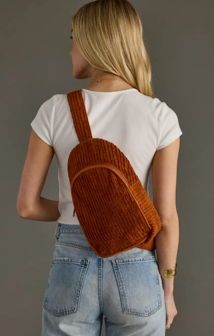 Rust Corduroy Sling Bag