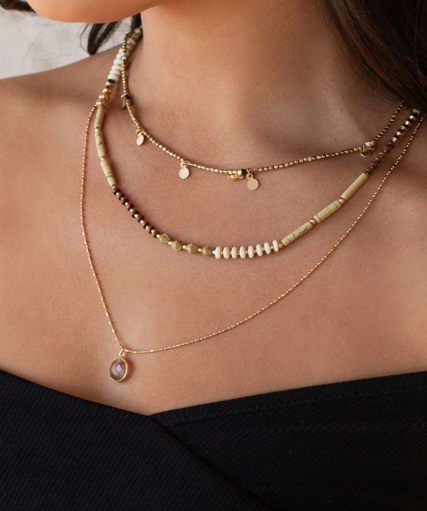 Gold & Tan Bead Necklace
