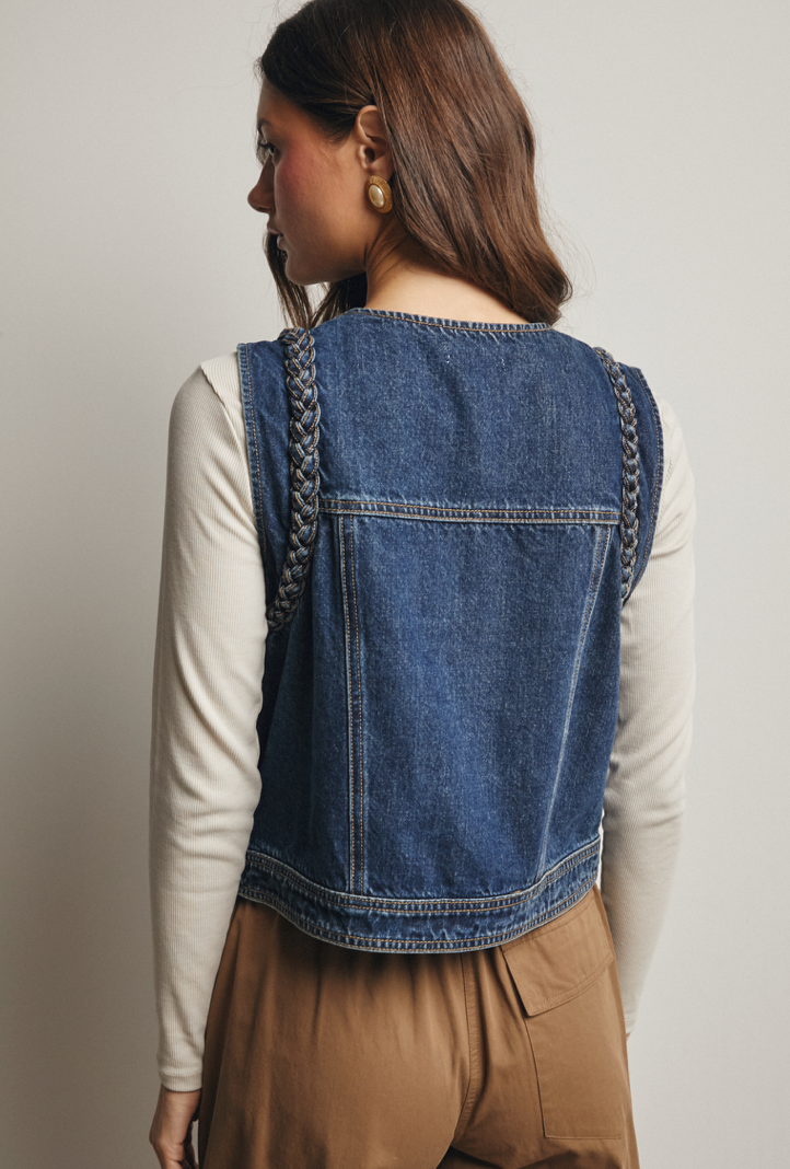 Braided Denim Vest