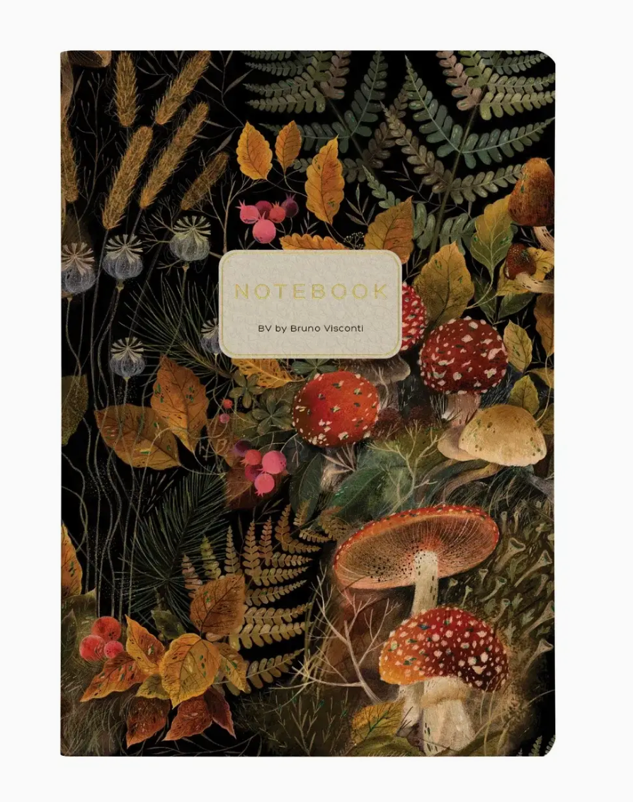 Forest Mushrooms Vegan Leather Notebook