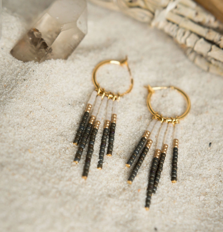 Beaded Fringe Hoops