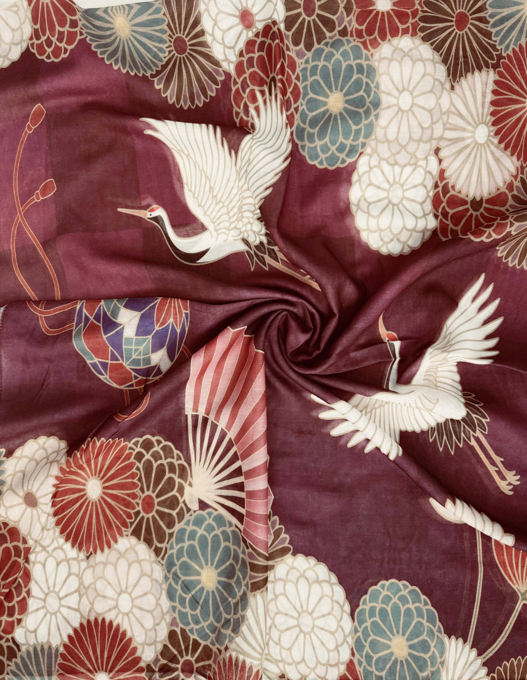 Burgundy Crane Scarf