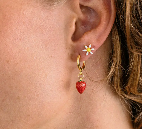 Strawberry Huggie Hoops