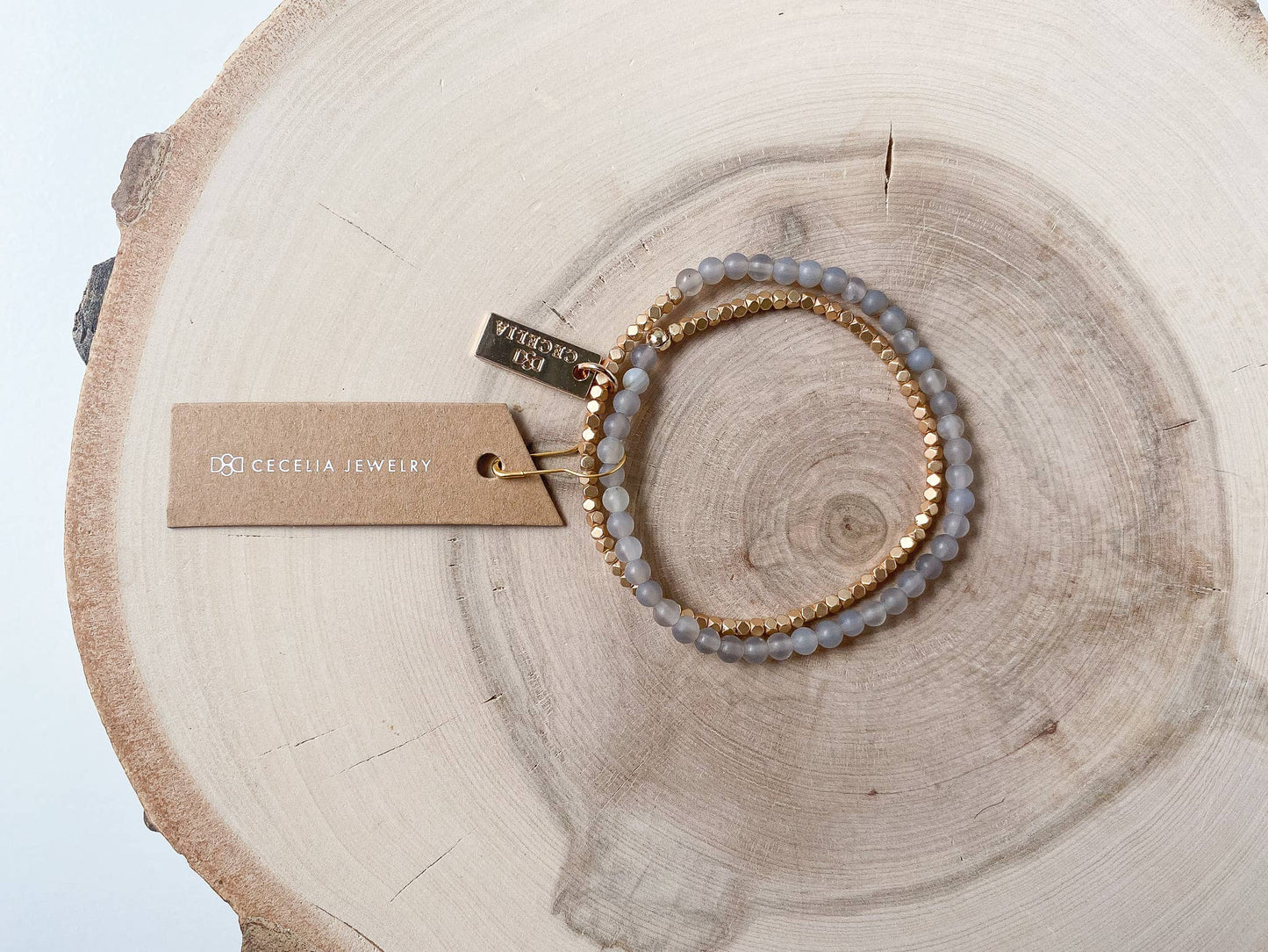 Gold Gemstone Double Wrap Bracelet