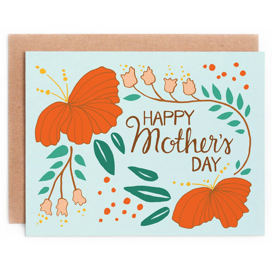 Red Swirl Flowers Mother's Day Card