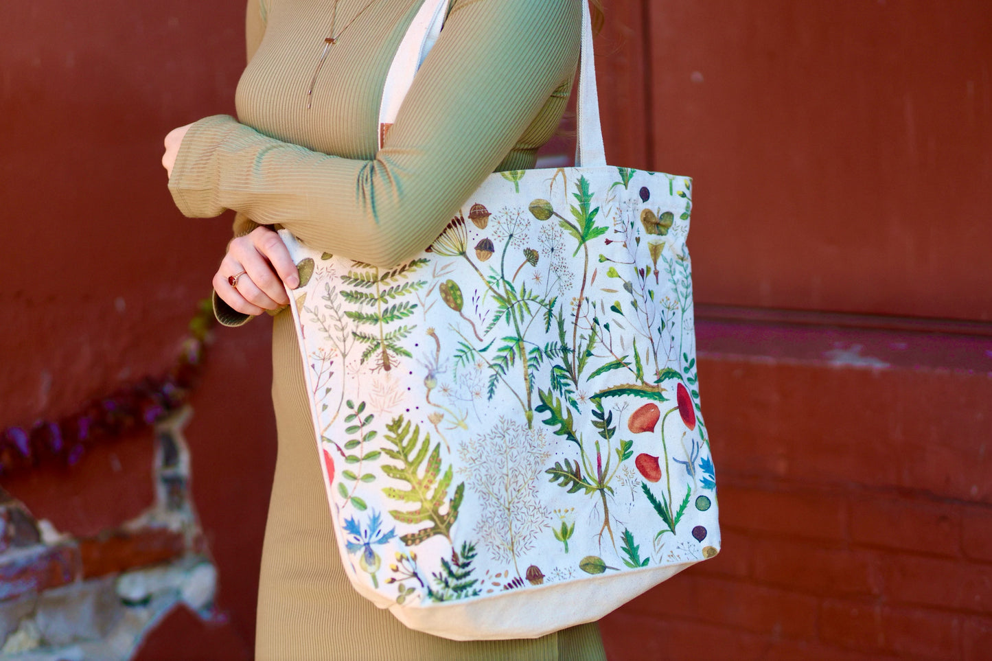 Green & Flowers Tote