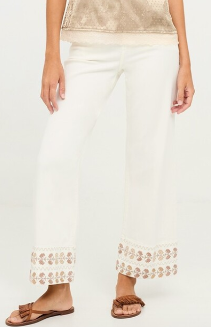 Embroidered Culotte Jeans