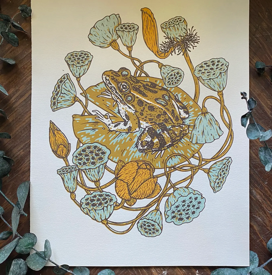 Frog & Lotus Print
