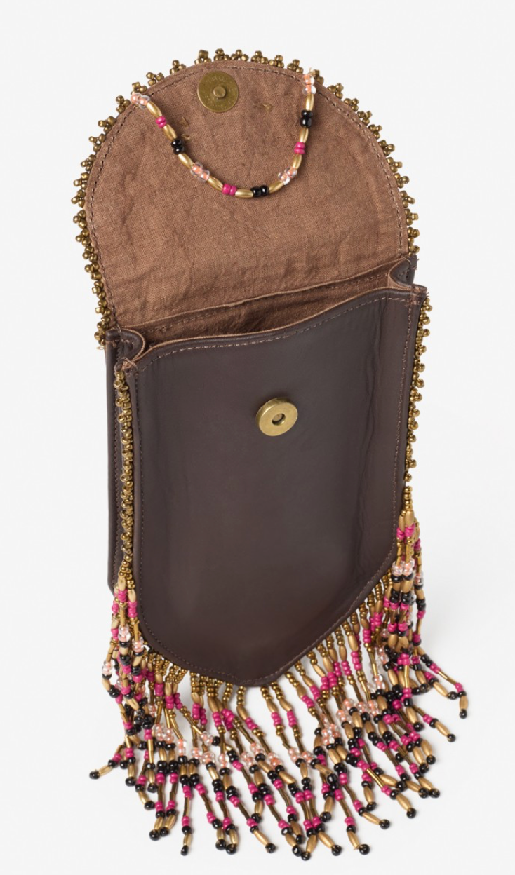 Leather Beaded Bag