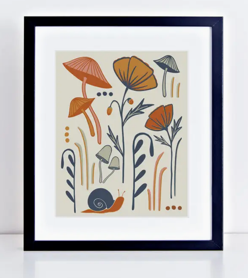 Mushrooms & Snail Print