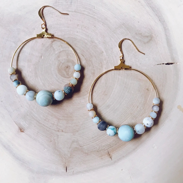 Gemstone Hoop Earrings