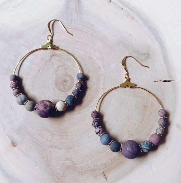 Gemstone Hoop Earrings