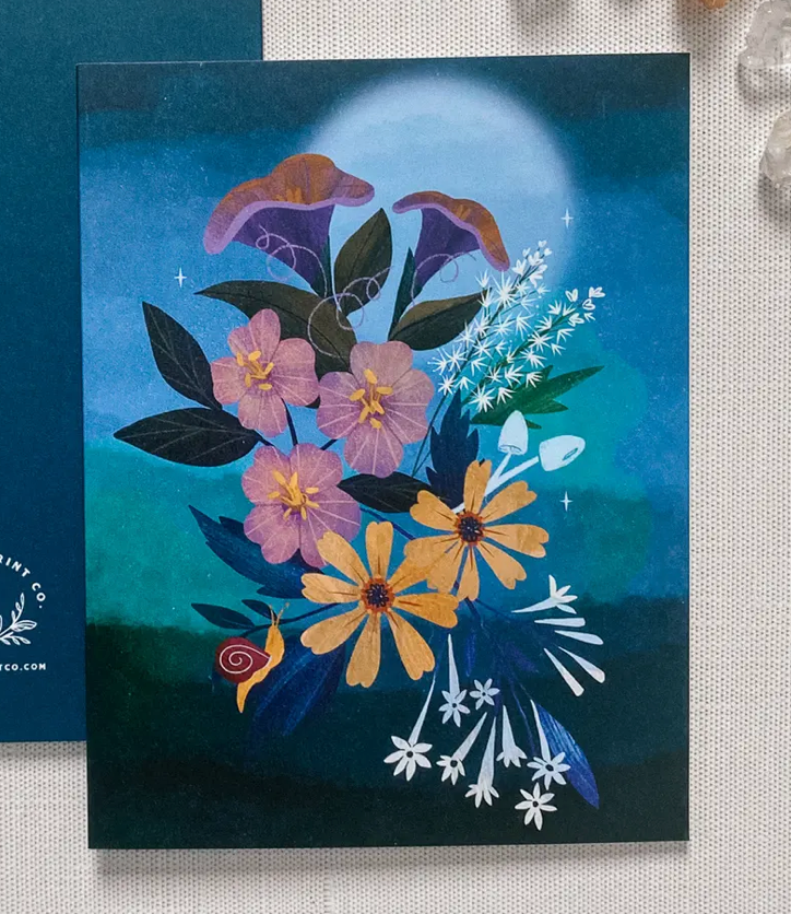 Moonlit Garden Greeting Card