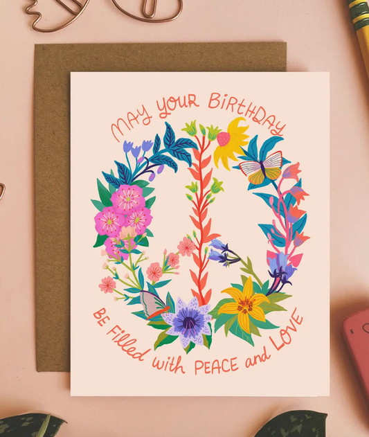 Floral Peace Birthday Card