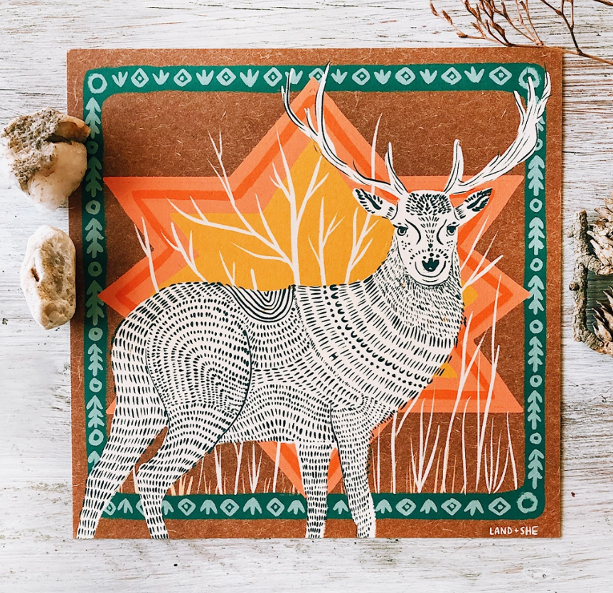 Folksy Deer Print