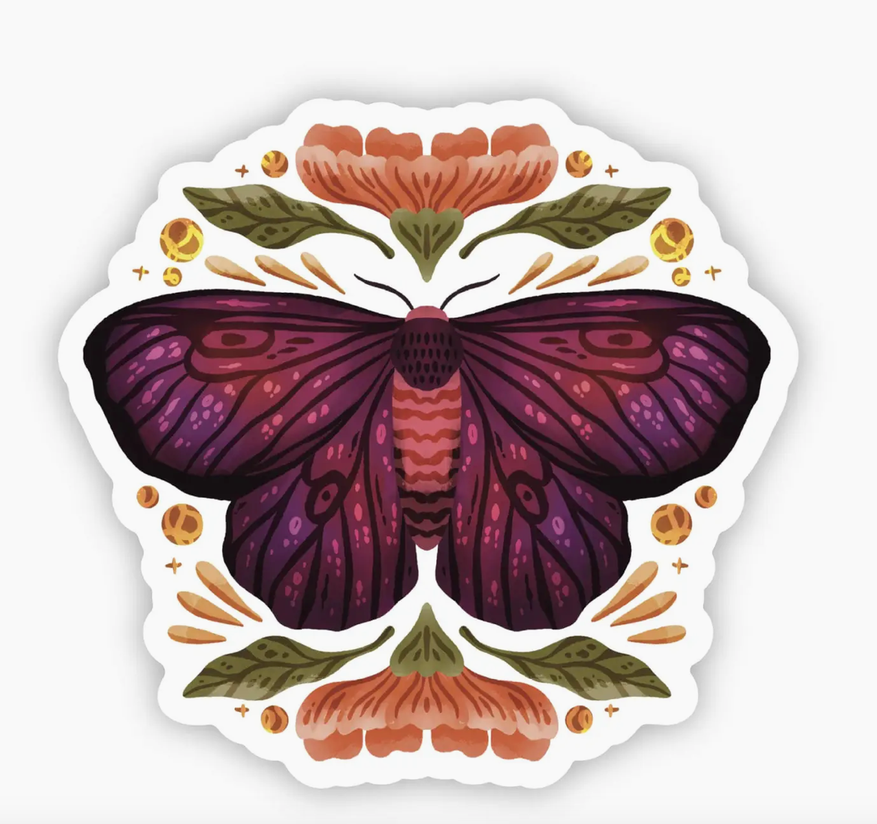 Floral Moth Sticker