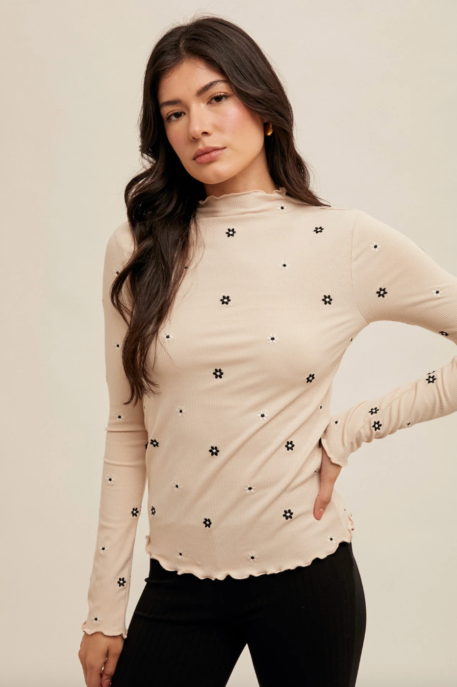 Floral Mock Neck