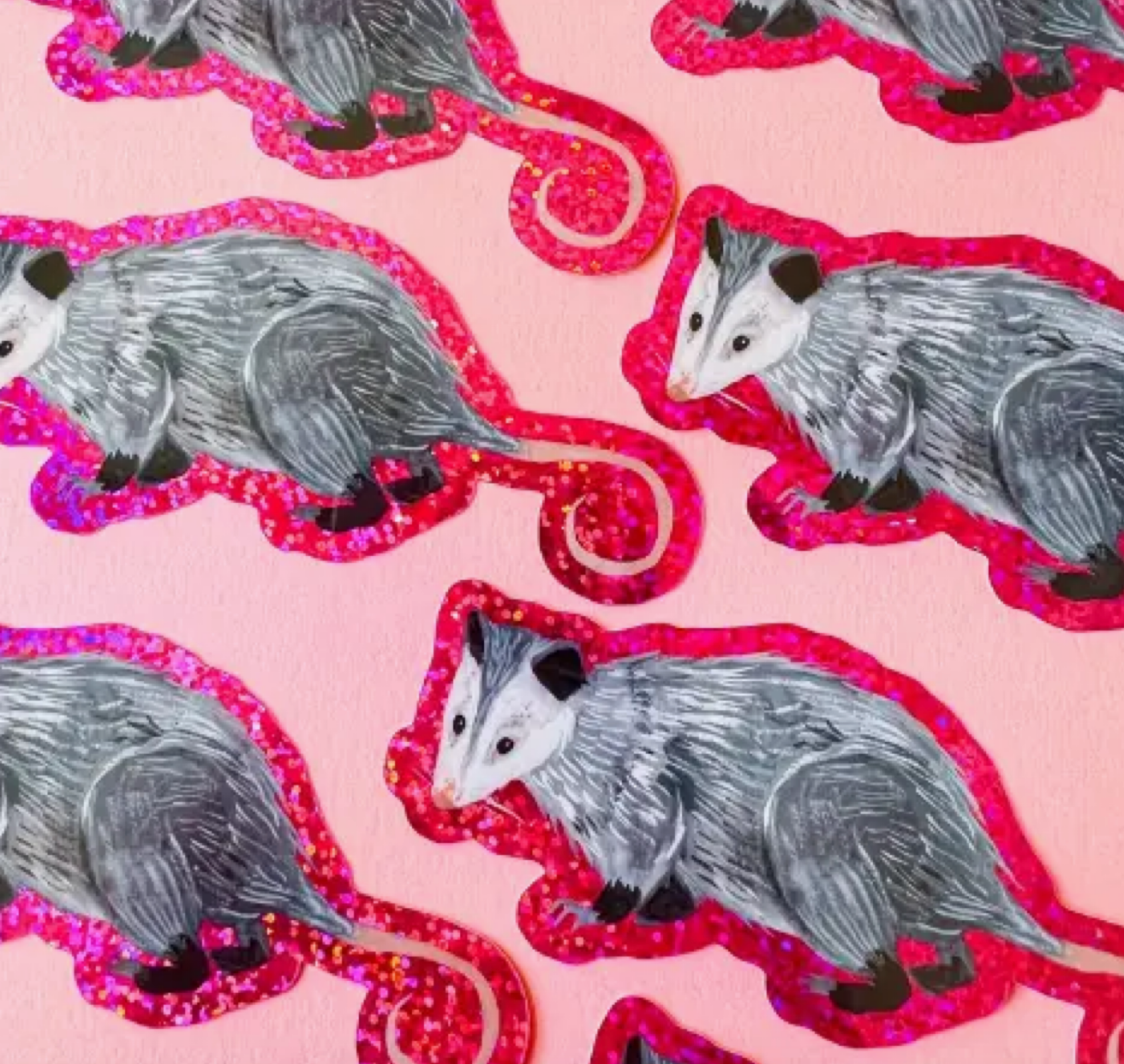 Opossum Glitter Sticker