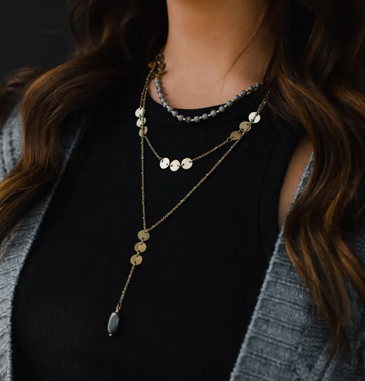 Triple Layer Lariat Necklace