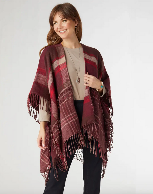 Wine Plaid Cardigan