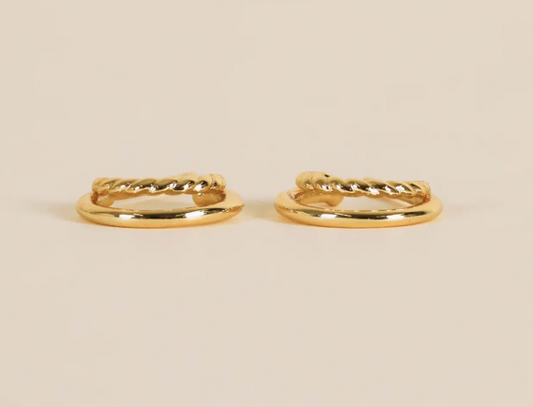 Double Gold Hoop Earrings