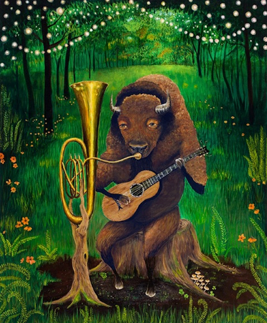 One Man Bison Band Print