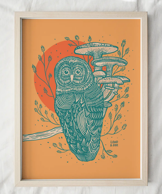 Wild Mushrooms & Owl Print