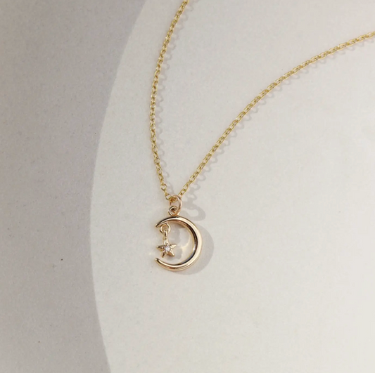 Moon & Star Charm Necklace