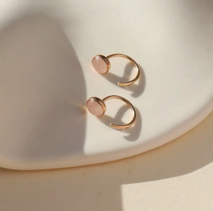 Rose Quartz Huggie Earrings