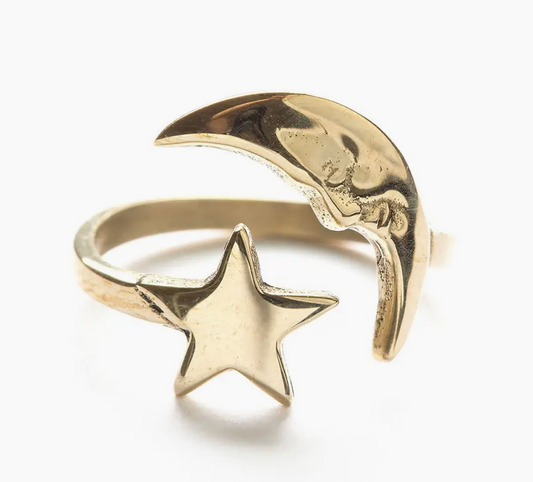 Crescent Moon & Star Ring