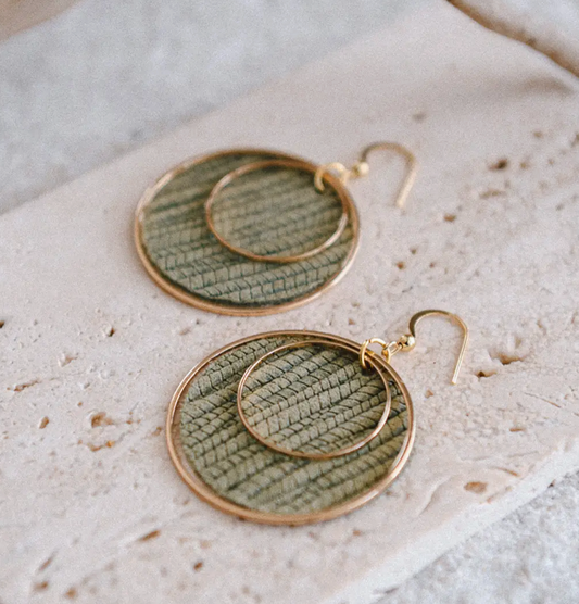 Boho Chic Sage Leather Earrings