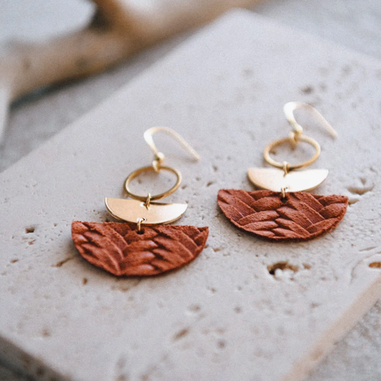 Rust Half Moon Earrings