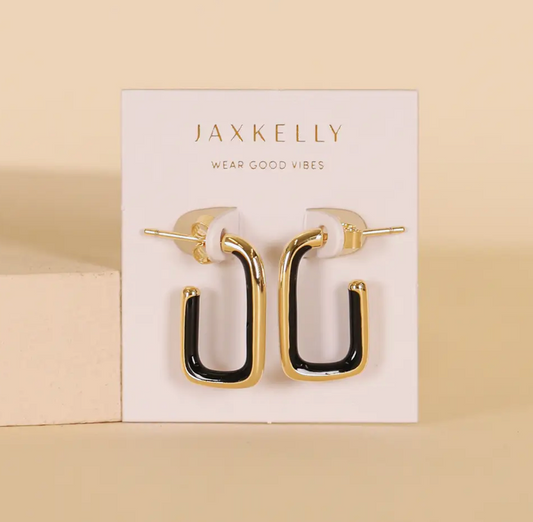 Black Enamel Hoops