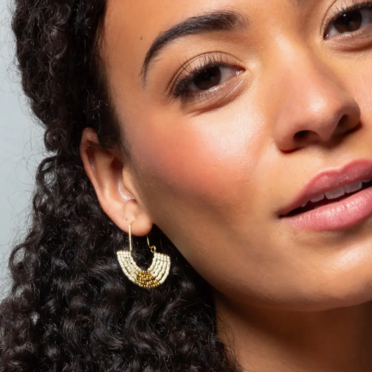 Beaded U-Hoop Earrings