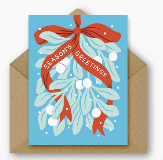 Seasons Greetings Mistletoe Card