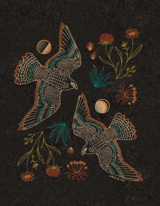 Falcons & Foliage Print