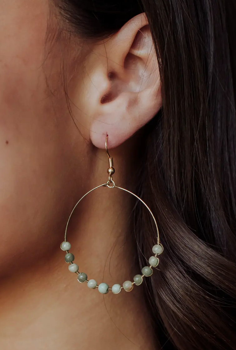Sage Beaded Hoop