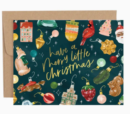 Merry Little Christmas Ornaments Card