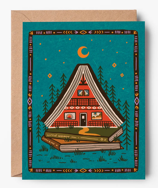Red A-Frame Book Nook Card