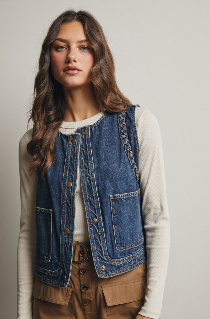 Braided Denim Vest