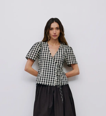 Gingham Tie Top