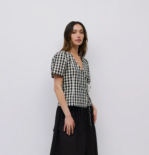 Gingham Tie Top