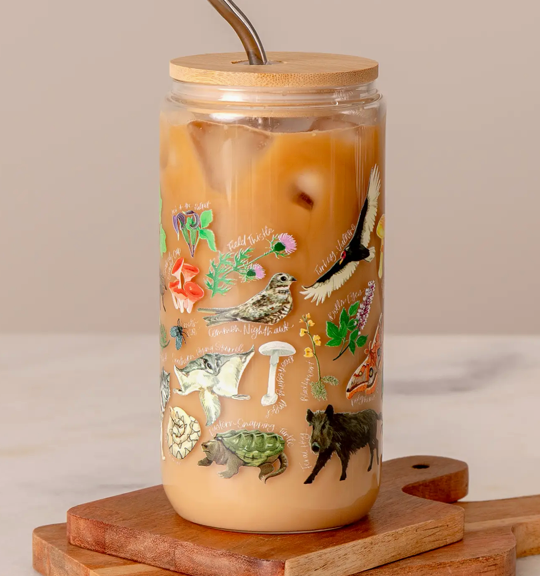 Midnight Flora & Fauna Can Glass