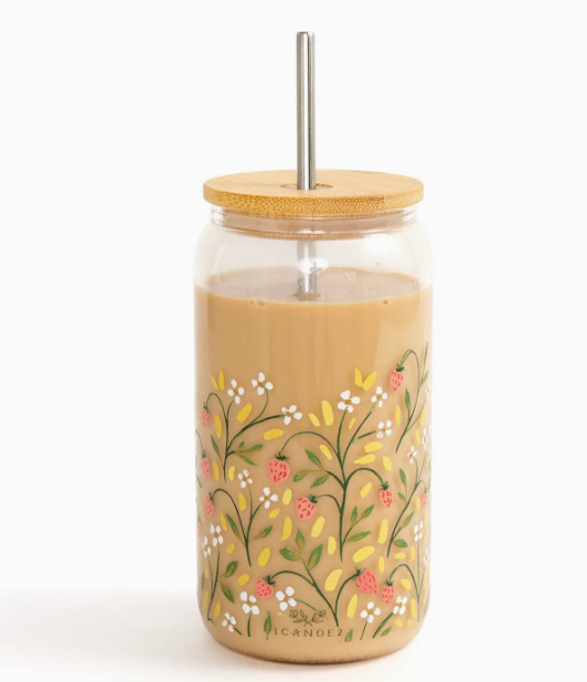 Strawberry Meadow Can Glass