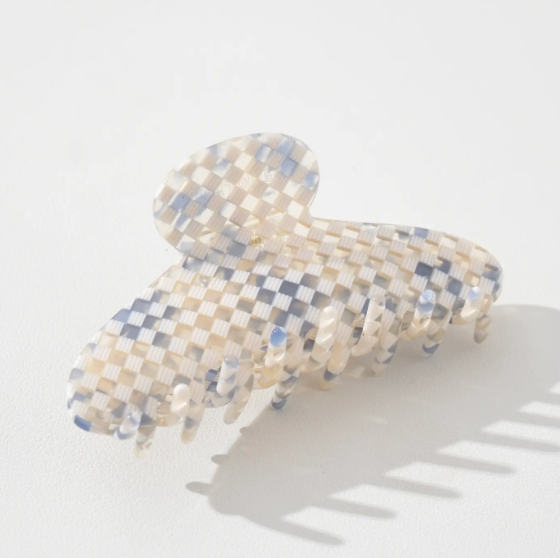 Blue Sand Checkerboard Claw Clips